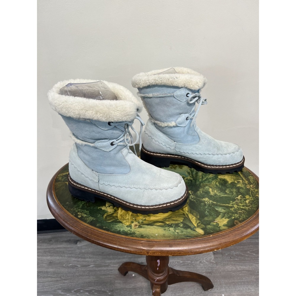 Vintage Blondo Made in Canada Light Blue Shearling Lined Waterproof Boots 7.5 B